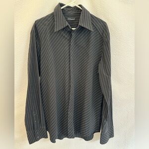 7 Diamonds Men’s Black Pinstripe Dress Shirt Size: XXL